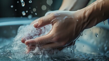 Fototapeta premium suds wash hands soap and water