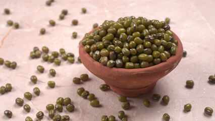 Green Mung Beans Also Know as Mung Dal, Vigna Radiata, Green Beans or Moong Dal isolated on White Background