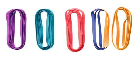 Pack of Resistance Bands Set Against Transparent Background for Fitness or Exercise Projects