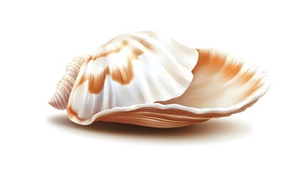 Isolated Shell on White Background with Soft Shadows and Details