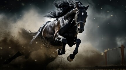 Fototapeta premium equestrian horse black