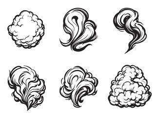 Smoke Cloud Line Art Design Black on White