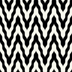 Vector seamless patterns set. Stylish modern geometric ornament. Geometric striped backgrounds with curved zigzag. Art deco bold monochrome swatches. Tileable prints with linear weaving arches.