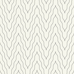 Vector seamless patterns set. Stylish modern geometric ornaament. Geometric striped backgrounds with linear curved zigzag. Art deco thin monochrome swatches. Tileable prints with simple arches.