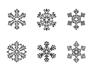 Snowflake Line Art Illustration Black on White