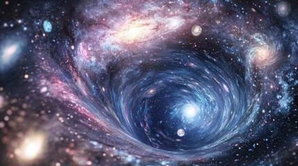 Fototapeta premium Swirling Cosmic Vortex with Stars and Galaxies in Deep Space