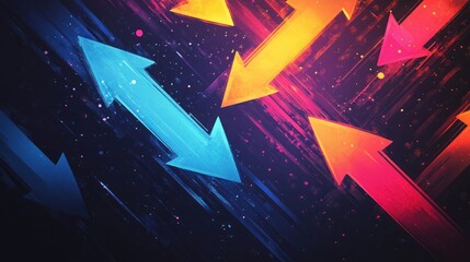 Colorful dynamic arrows abstract background design with vibrant colors and motion effects for creative projects and digital media