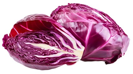 Obraz premium Fresh Red Cabbage Isolated on a White Background for Culinary Use