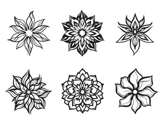 Starflower Line Art Design Black on White