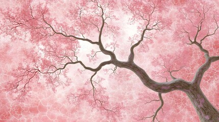 Intricate Pink Neuron-Like Branches on Soft Background Design