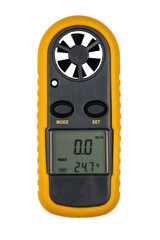 Anemometer on a white background in yellow