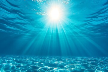 Underwater sun rays with ocean scene.