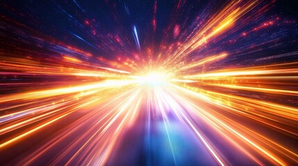 Dynamic Motion Blur Effect of Car Lights at Night Landscape