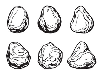 Naklejka premium Stone Line Art Design Black on White