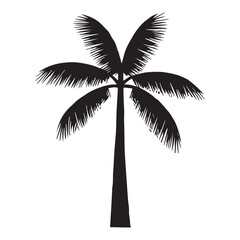 Obraz premium Tropical coconut palm tree silhouette vector illustration white Background.