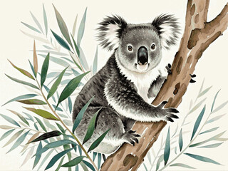 Tranquil climber’s palette koala isolated watercolor vector illustration svg   © Arun168