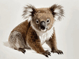 Eucalyptus dreamscape koala isolated watercolor vector illustration svg  