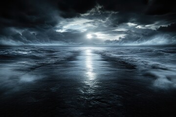Stormy Moonlight Sea Path