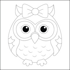 Cute Owl for kids Line art Design.