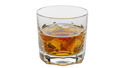 Isolated Whiskey Glass with Ice