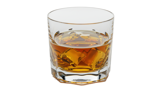 Isolated Whiskey Glass with Ice
