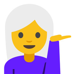 Tipping Hand Emoji – Female (White Hair, Yellow Skin Tone)

