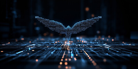 Artificial intelligence in society exploring ethical technology through digital artworks in a futuristic environment