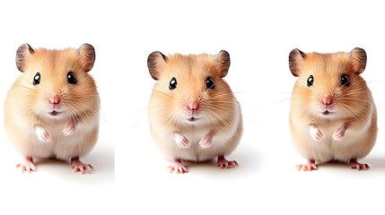 Adorable Hamster in Various Poses Isolated on White Background