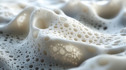 Abstract Texture of Creamy Foam with Bubbles and Waves in Soft Natural Light for Artistic and Design Purposes