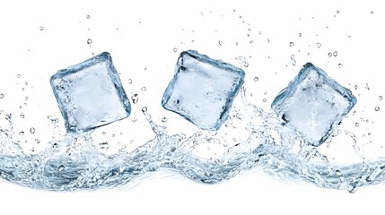 Obraz premium Ice Cubes Splashing in Water Creating Dynamic Airborne Motion