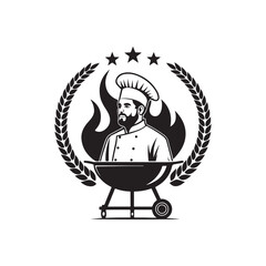 BBQ Grill vector silhouette clip art logo illustration