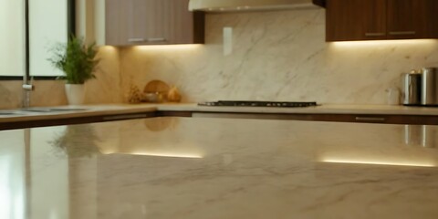 Copy space on marble table top or montage on blurred kitchen space in the background 3d render,counter, desk, display, indoor, product, room, interior, surface, blank, home, kitchen, 123