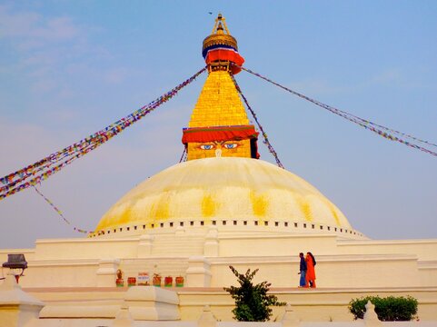 Kathmandu White Buddhist Temple Swyambhu
