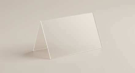 Minimalist Stand-Up Card with a Clean White Design on a Neutral Background.