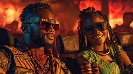 Fototapeta premium Stylish couple enjoying a movie