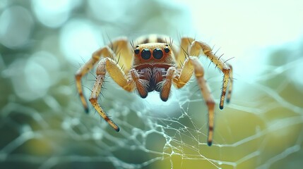 Macro Shot of Spider Capturing Fine Details in a Web