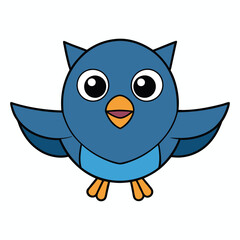 Blue cute baby bird colorful