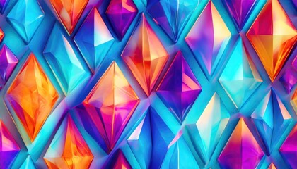 Abstract shiny 3d colorful crystal background, diamant texture, faceted gem pattern illustration