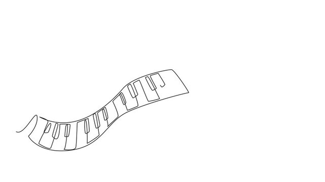 Animation of single one line drawing wavy piano keys and some scales. A creative visualization. Different scales produce different rhythms. International Jazz Day. Full length motion