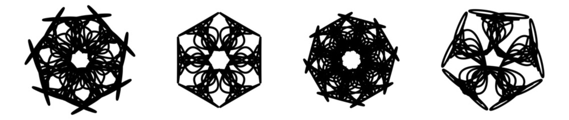 Vector outline of a geometric flower shape pattern formations with increment corners.	