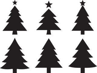 Simple Christmas Tree Silhouette Collection, vector illustration