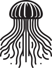 Jellyfish Straight Line Tentacles Logo Vector
