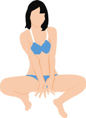 ポーズをとる水着を着た女性のイラスト