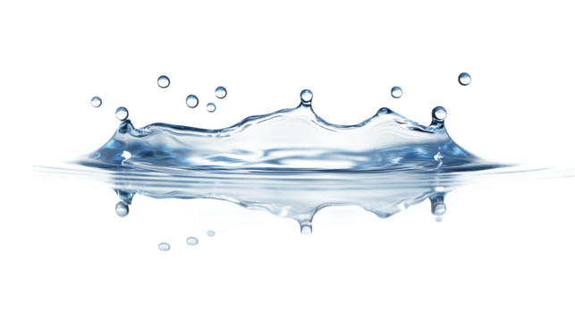 Shallow water puddle with realistic droplets, reflective surface,
