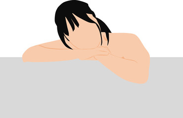 Fototapeta premium 温泉に入る女性のイラスト