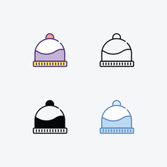 Beanie  icons set in different style vector stock illustration