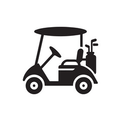 Golf Cart Side View Silhouette Vector
