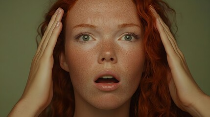 Close-Up of a Beautiful Young Woman with Long Red Hair