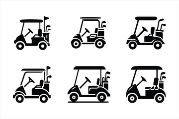golf cart silhouette Vector Bundle. Golf Cart Silhouette vehicle Vector set Illustration.
