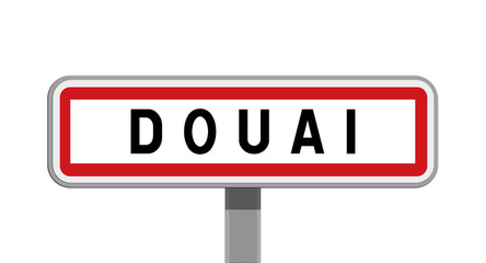 Panneau sur poteau de Douai, Nord, Hauts-de-France